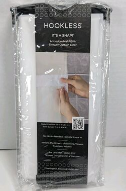 NEW Hookless It'S a Snap! Plastic PEVA Snap In Replacement Shower Curtain Liner